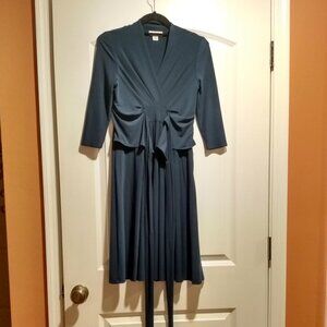 Dark Blue Faux Wrap Dress